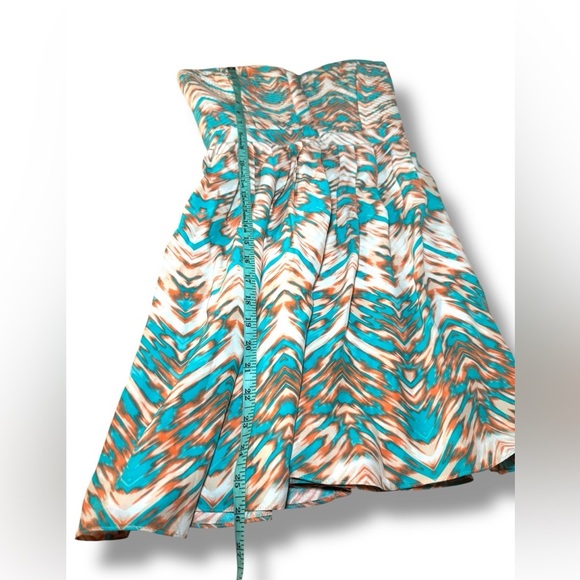Parker Teal White and Orange Patterned Silk Dress Sz S GUC - Picture 7 of 8